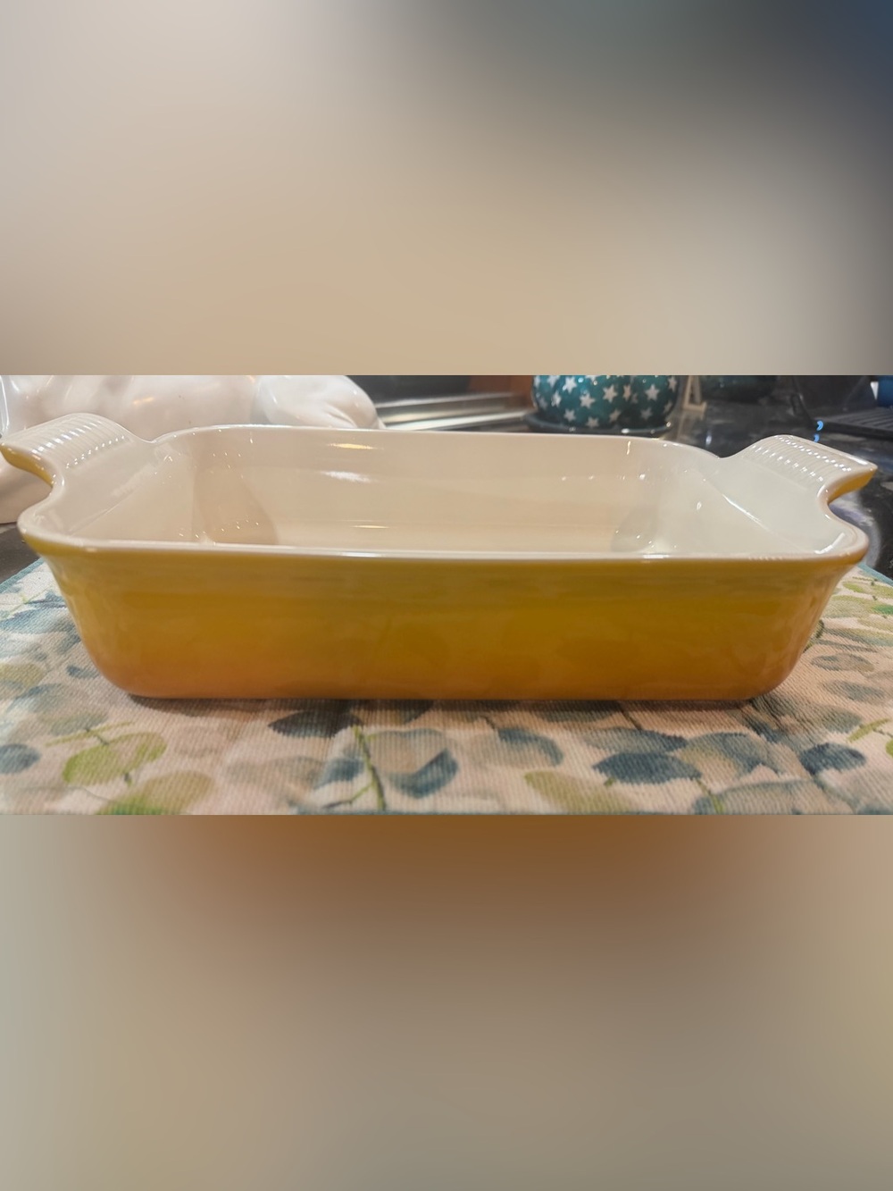 NEW Le Creuset Heritage Rectangular Baking Dish 32cm 4 Qt Nectar Yellow